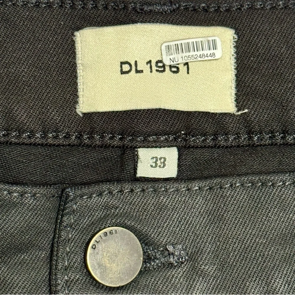 DL1961 Hepburn Wide Leg High Rise Vintage Black Coated Cargo Jeans Pants Sz 33